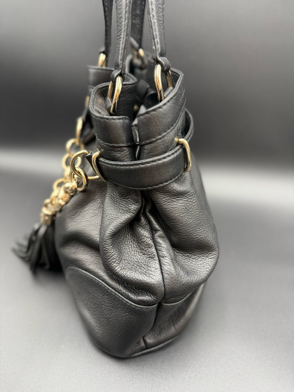 Gucci Hasler Sienna Medium Horsebit Pebbled Leather Tote Shoulder