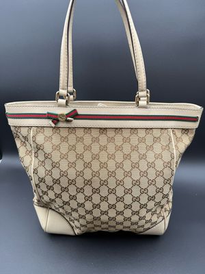 Gucci Mayfair Canvas Vertical Web Tote Tall Shoulder Bag 