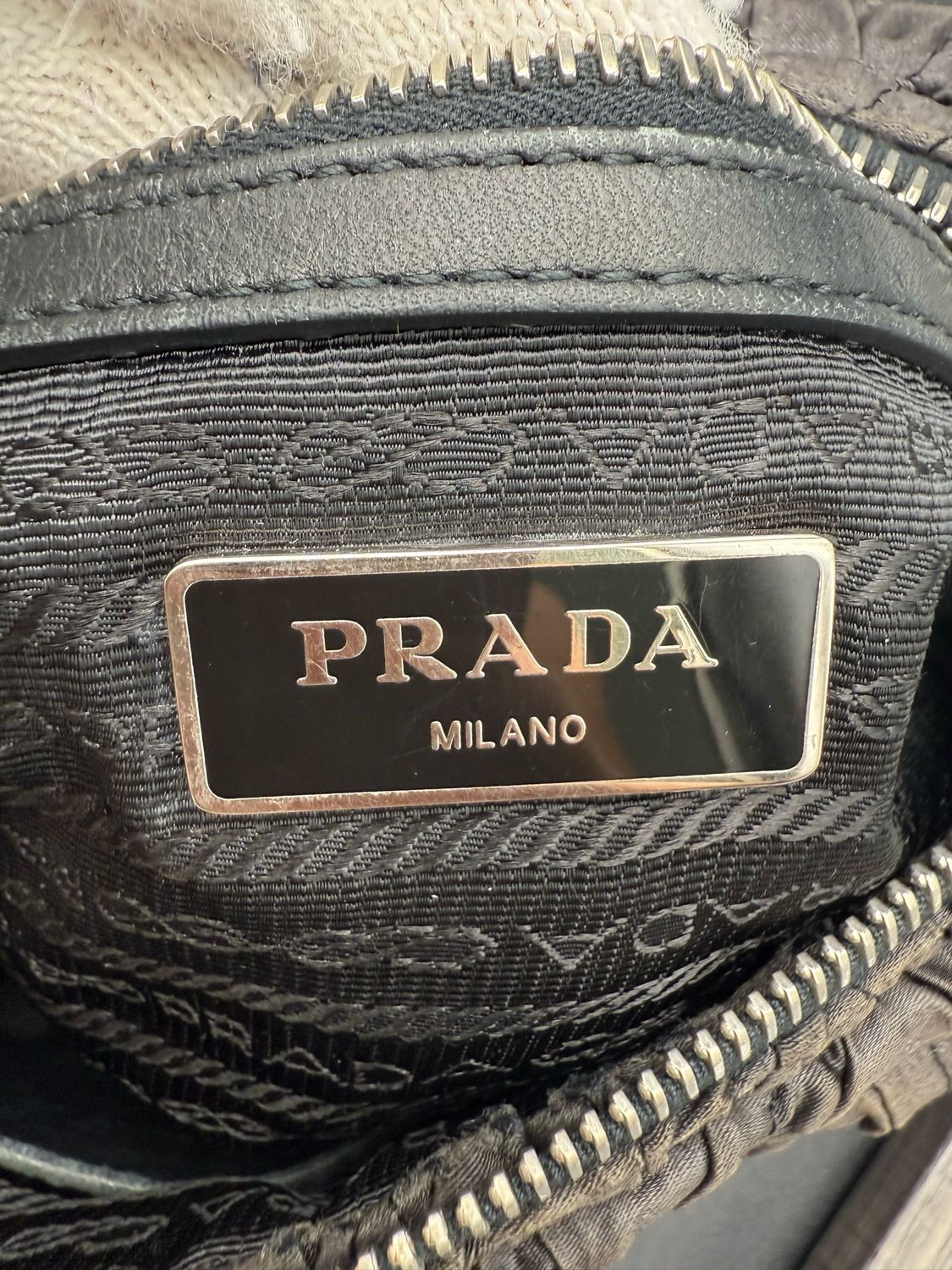 Prada Ruched Wrinkled Small Shoulder Tote Zipper Long Strap