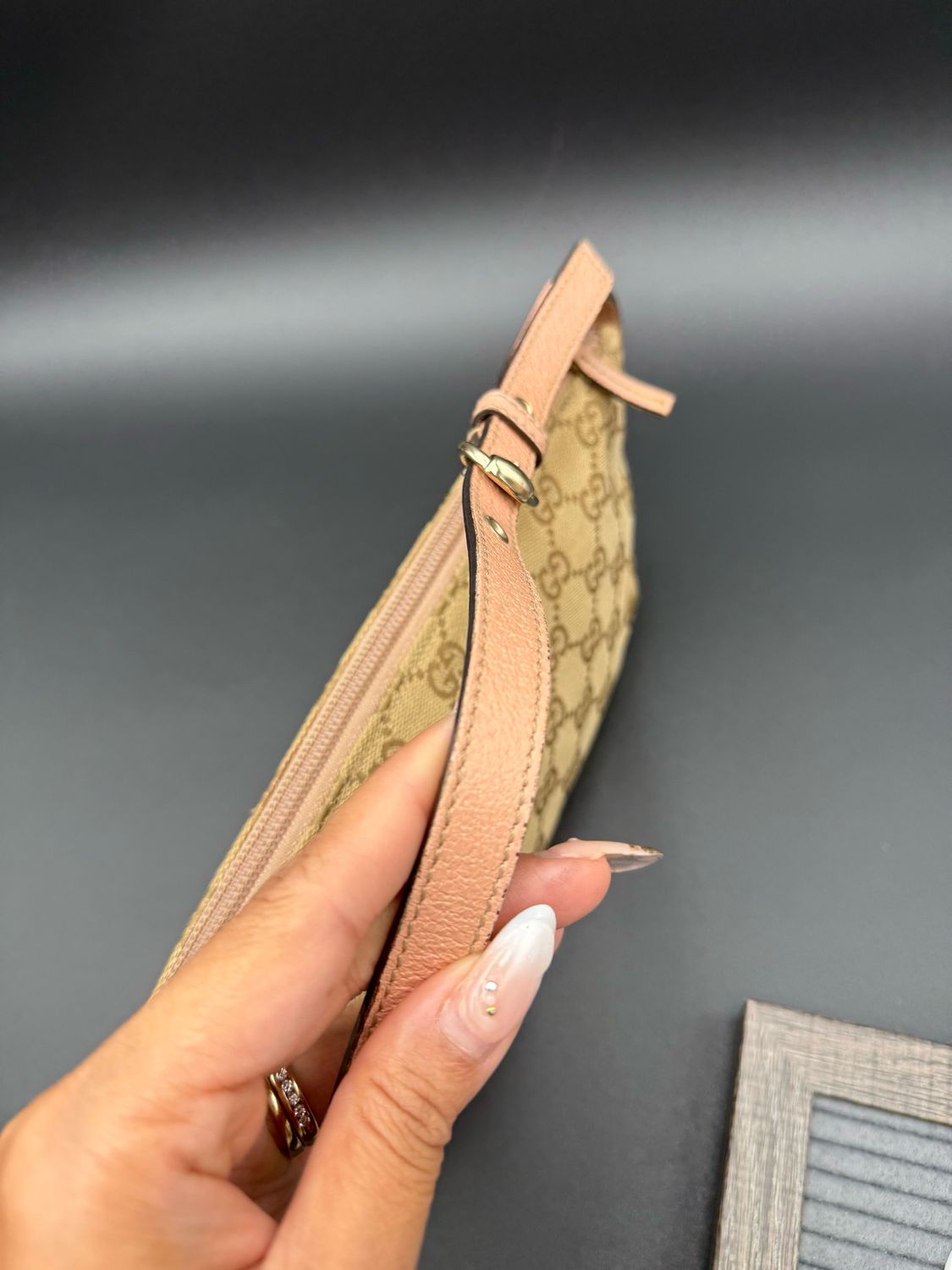 Gucci Monogram Canvas Pretty Boat Pochette Shoulder Pink