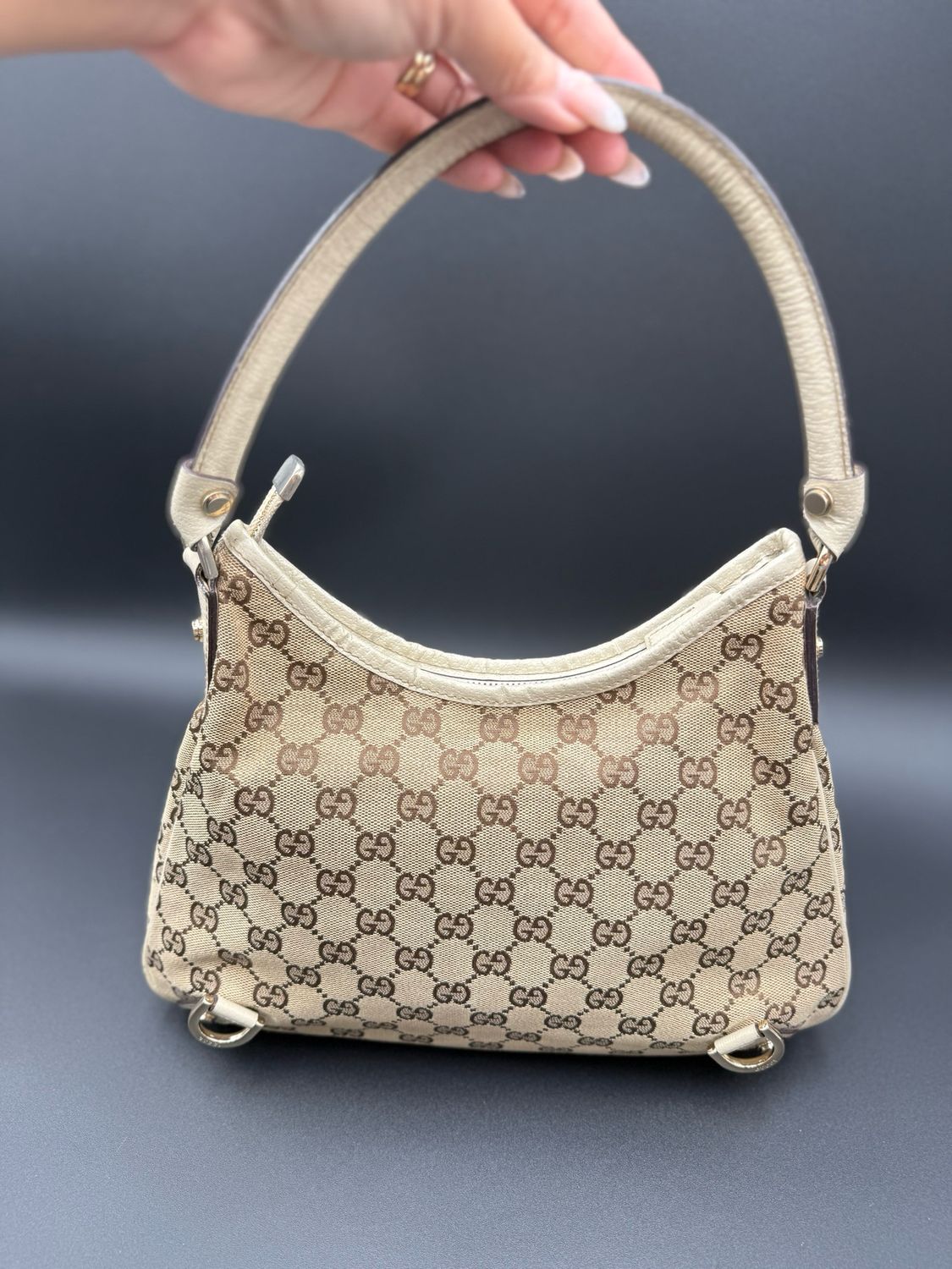 Gucci Monogram Canvas Abbey Hobo Shoulder Bag