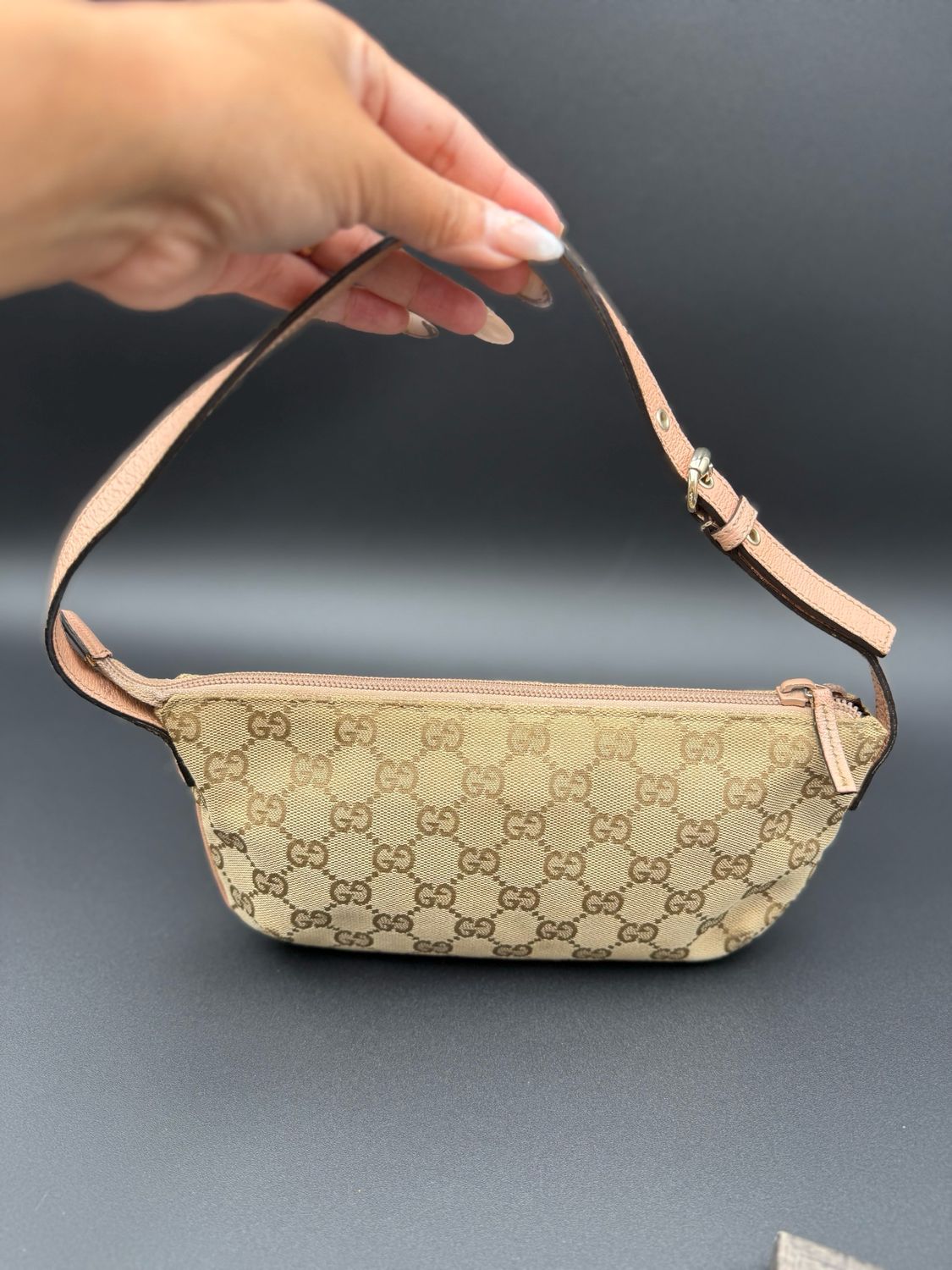 Gucci Monogram Canvas Pretty Boat Pochette Shoulder Pink