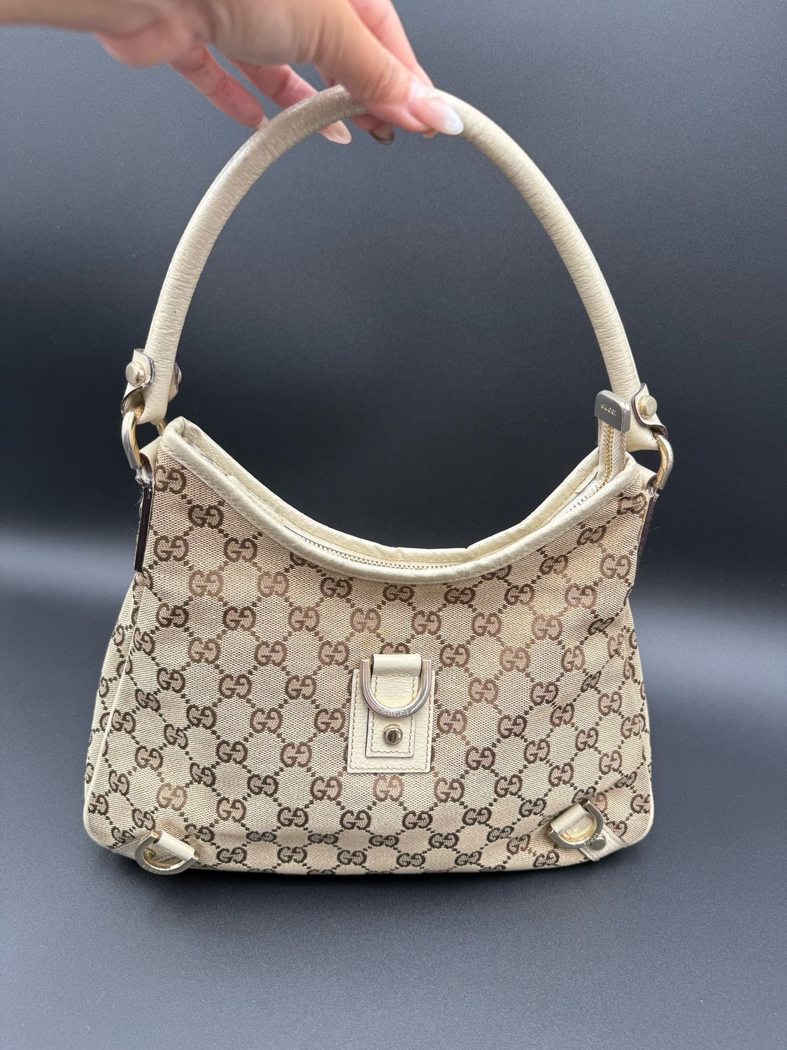 Gucci Monogram Canvas Abbey Hobo Shoulder Bag