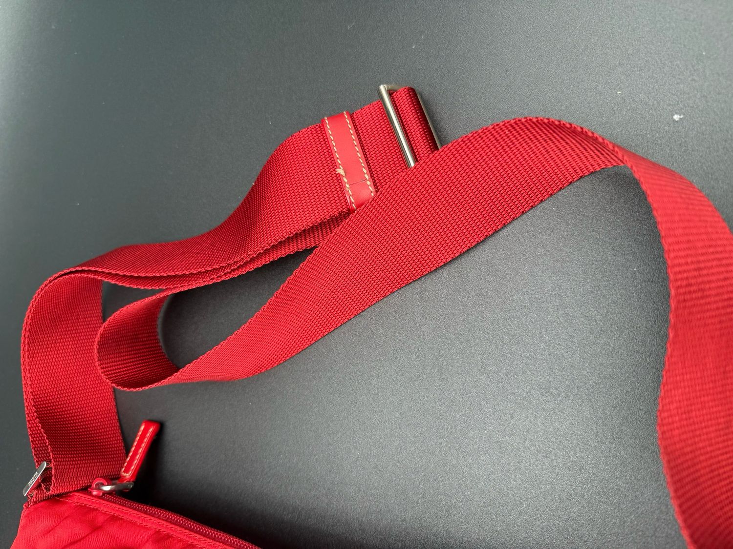 Prada Nylon Tessuto Front Zipper Messenger Tote Crossbody Red