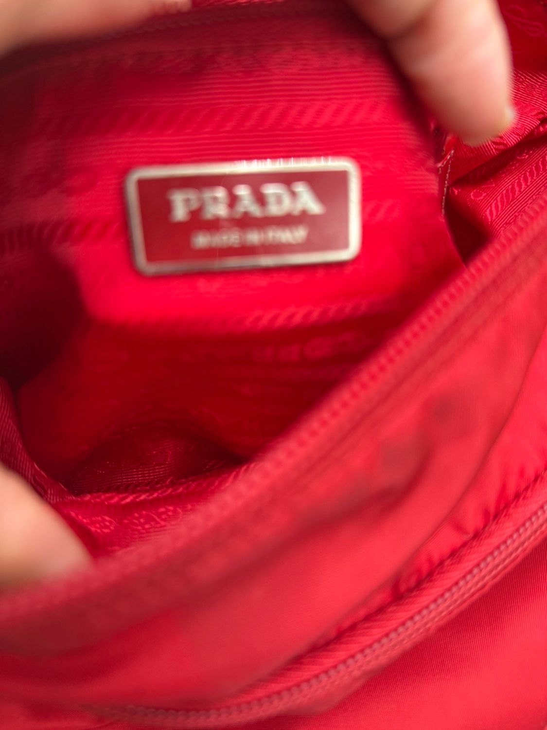 Prada Nylon Tessuto Front Zipper Messenger Tote Crossbody Red