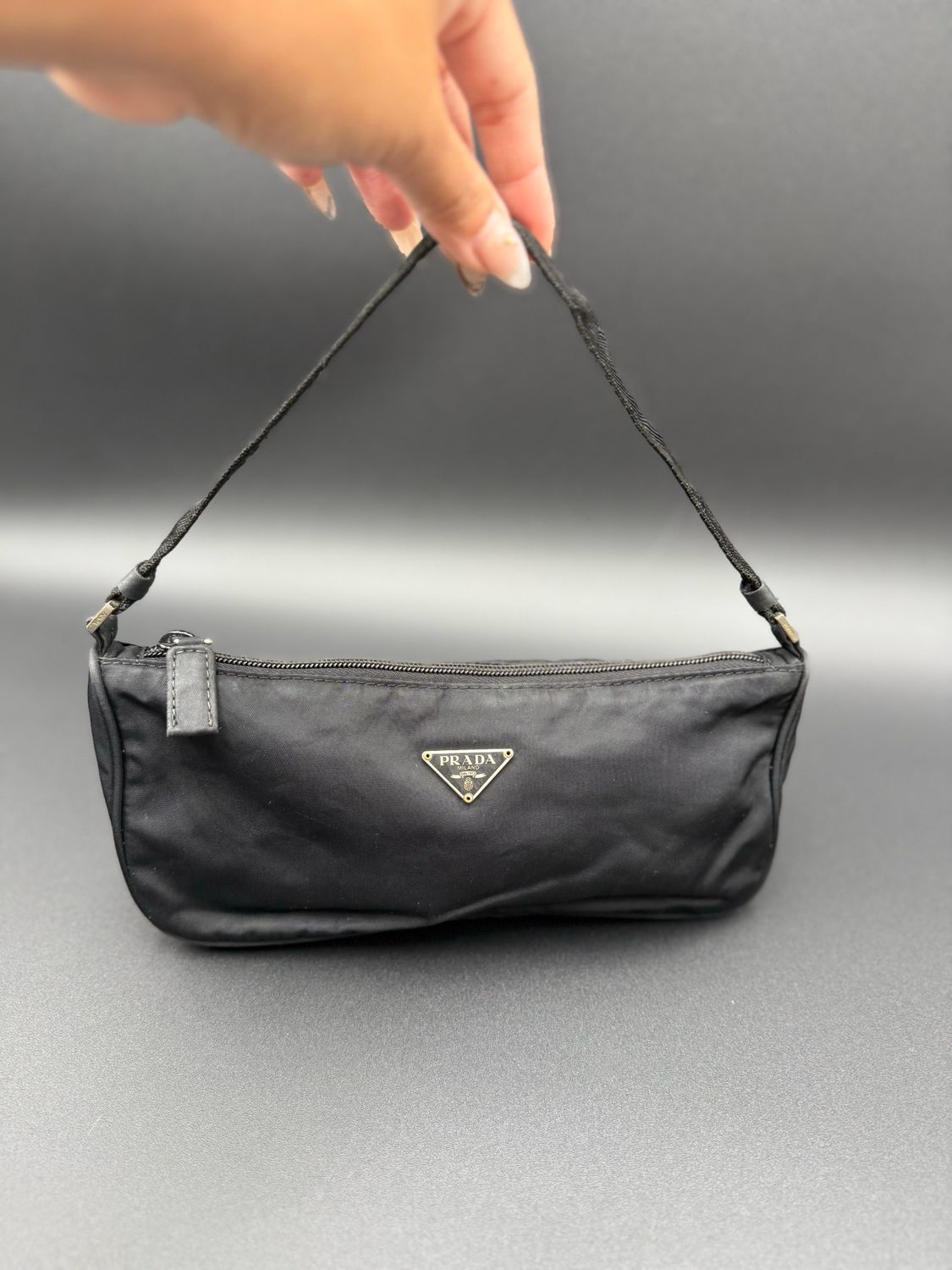 Prada Pochette Black Nylon Tessuto Shoulder