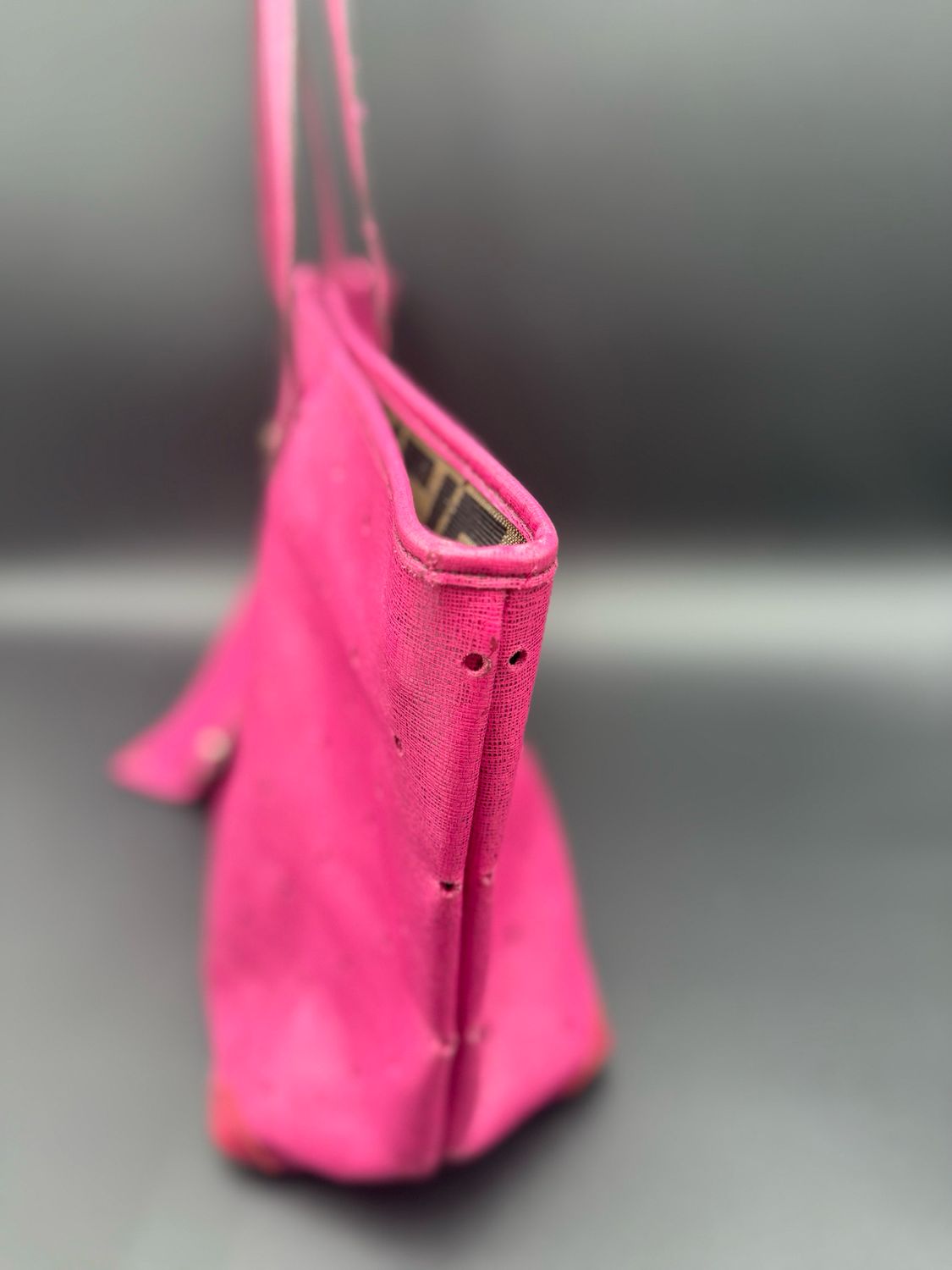 Fendi Vitello Elite Perforated Roll Tote 