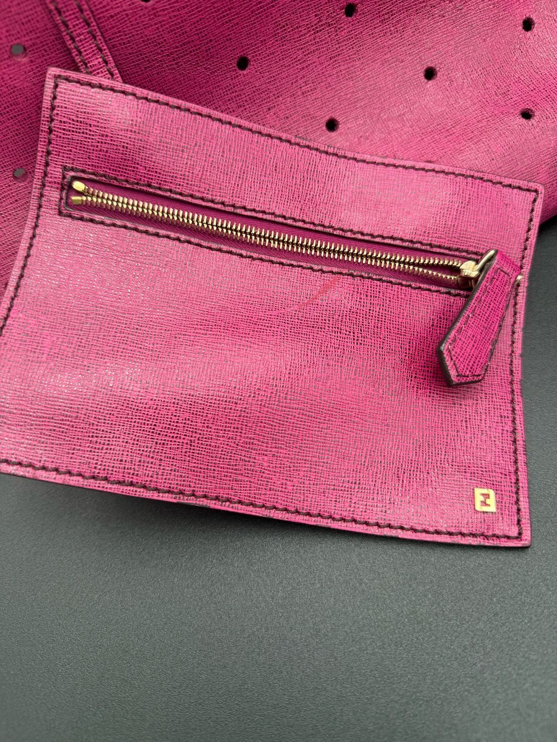 Fendi Vitello Elite Perforated Roll Tote 