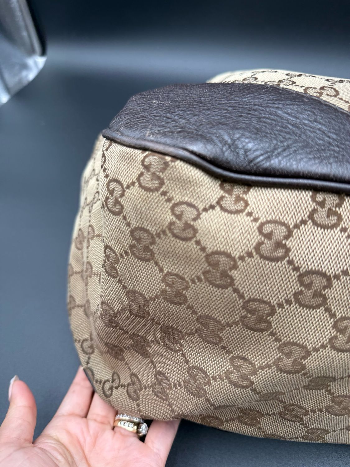 Gucci Monogram Canvas Charlotte Tote Hobo Shoulder