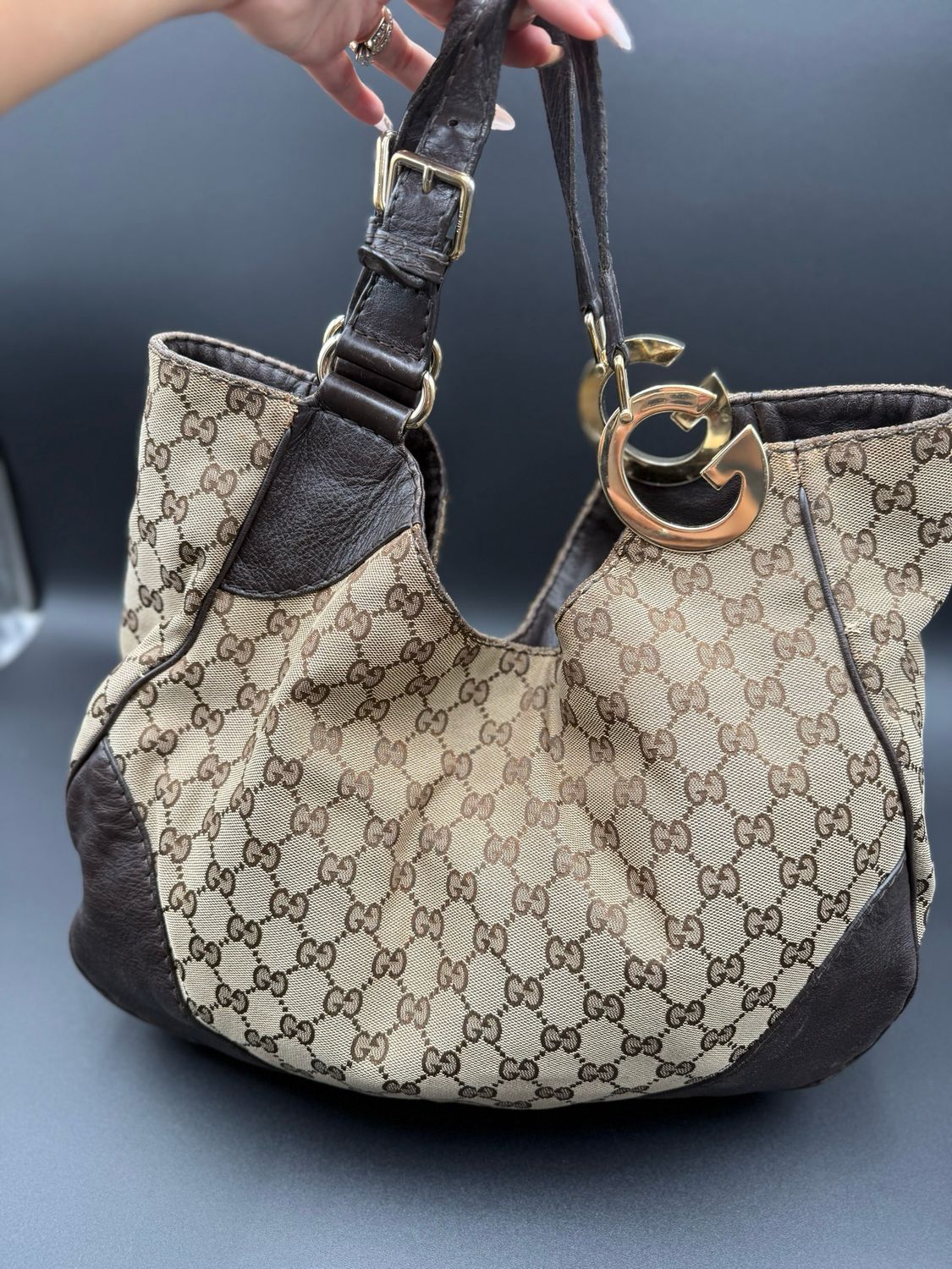 Gucci Monogram Canvas Charlotte Tote Hobo Shoulder