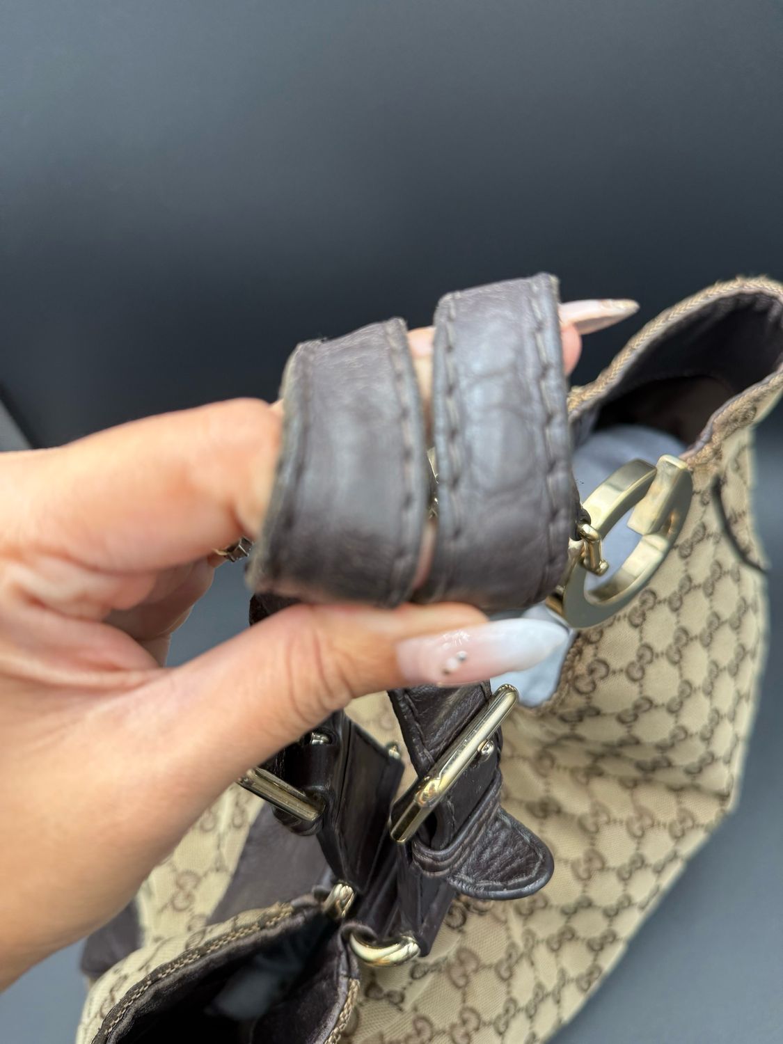 Gucci Monogram Canvas Charlotte Tote Hobo Shoulder