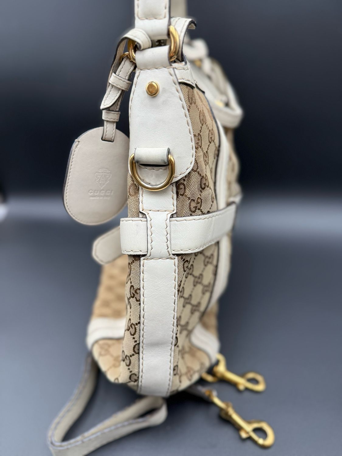 Gucci Monogram Canvas Running Hobo Shoulder Bag