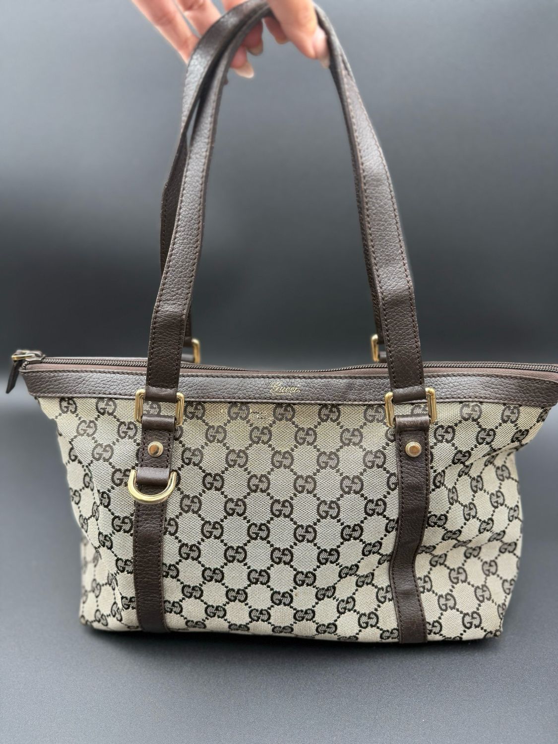 Gucci Monogram Canvas Tote Abbey Shoulder Bag