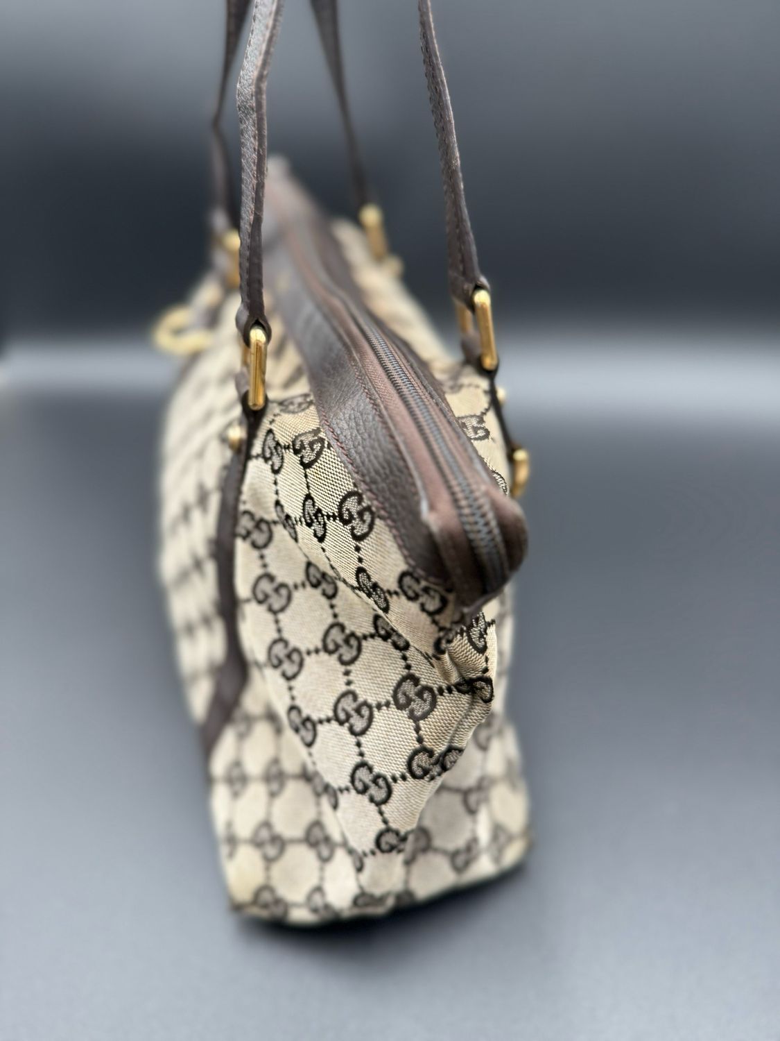 Gucci Monogram Canvas Tote Abbey Shoulder Bag
