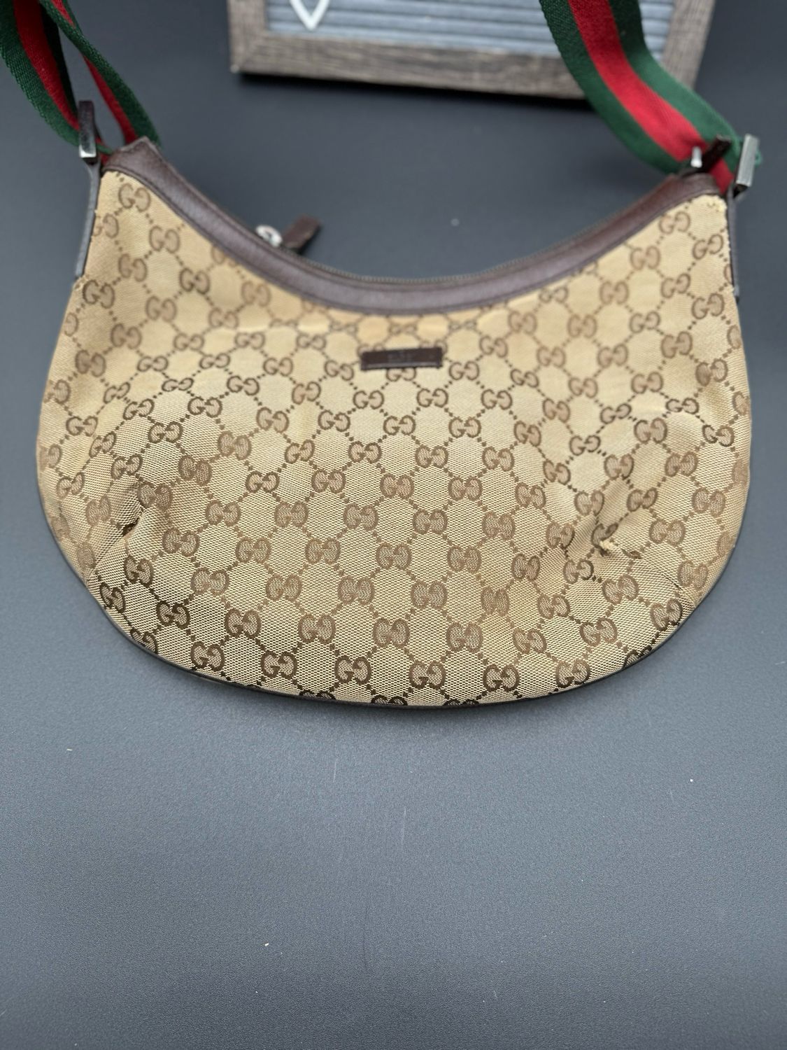 Gucci Halfmoon Web Strap Messenger Crossbody