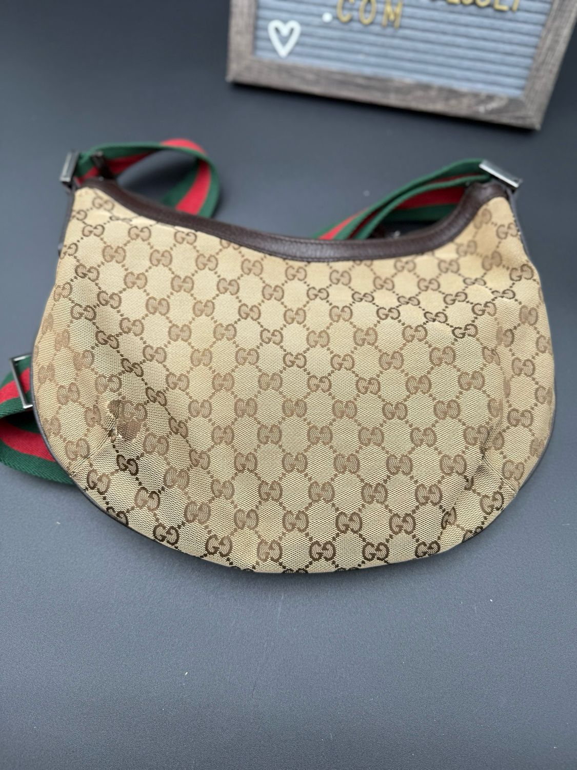 Gucci Halfmoon Web Strap Messenger Crossbody
