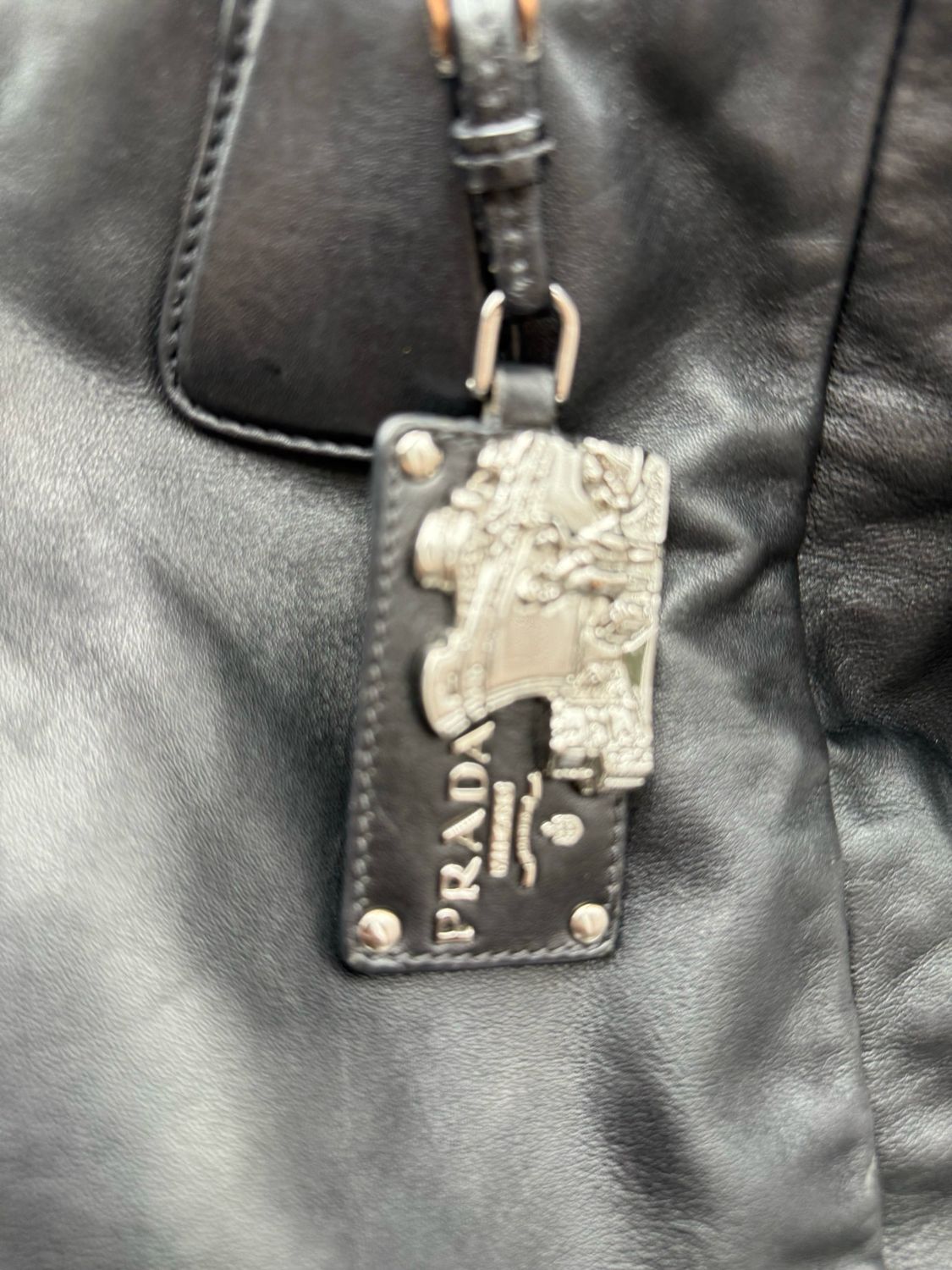 Prada Soft Leather Calfskin Convertible Tote Sling