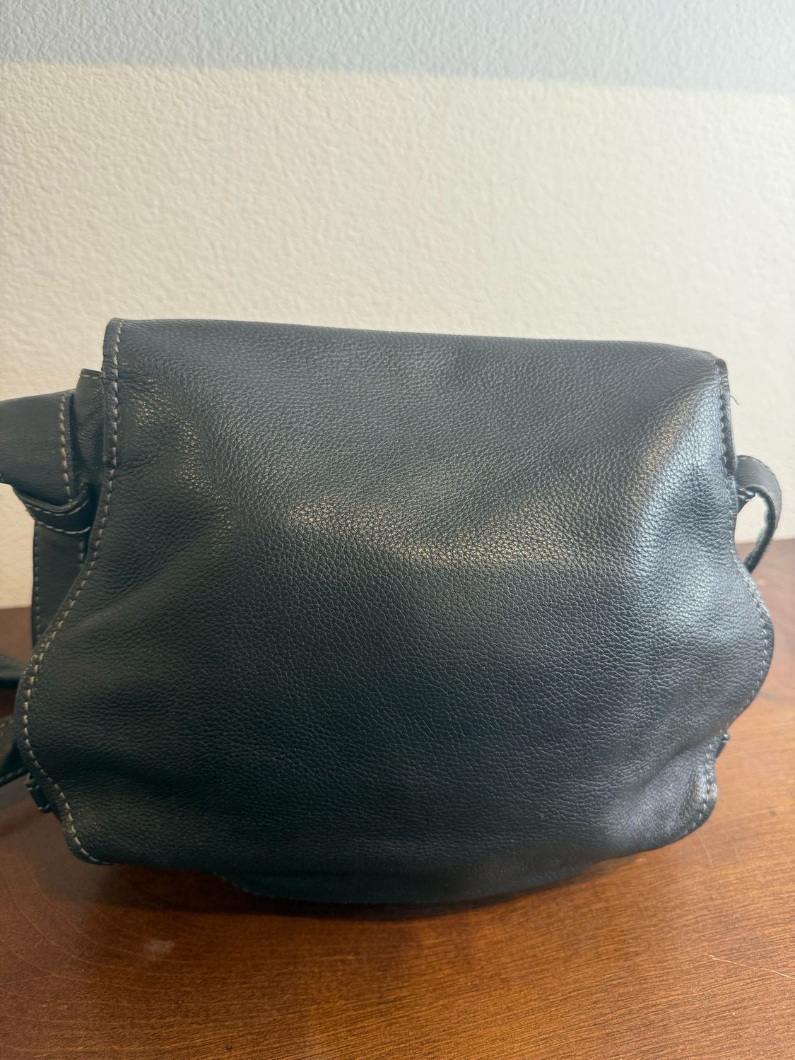 Chloe Marcie Saddle Black Medium Pebbled Leather Messenger