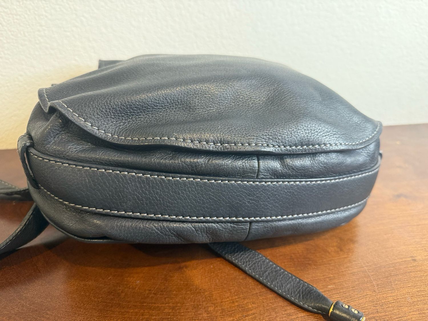 Chloe Marcie Saddle Black Medium Pebbled Leather Messenger