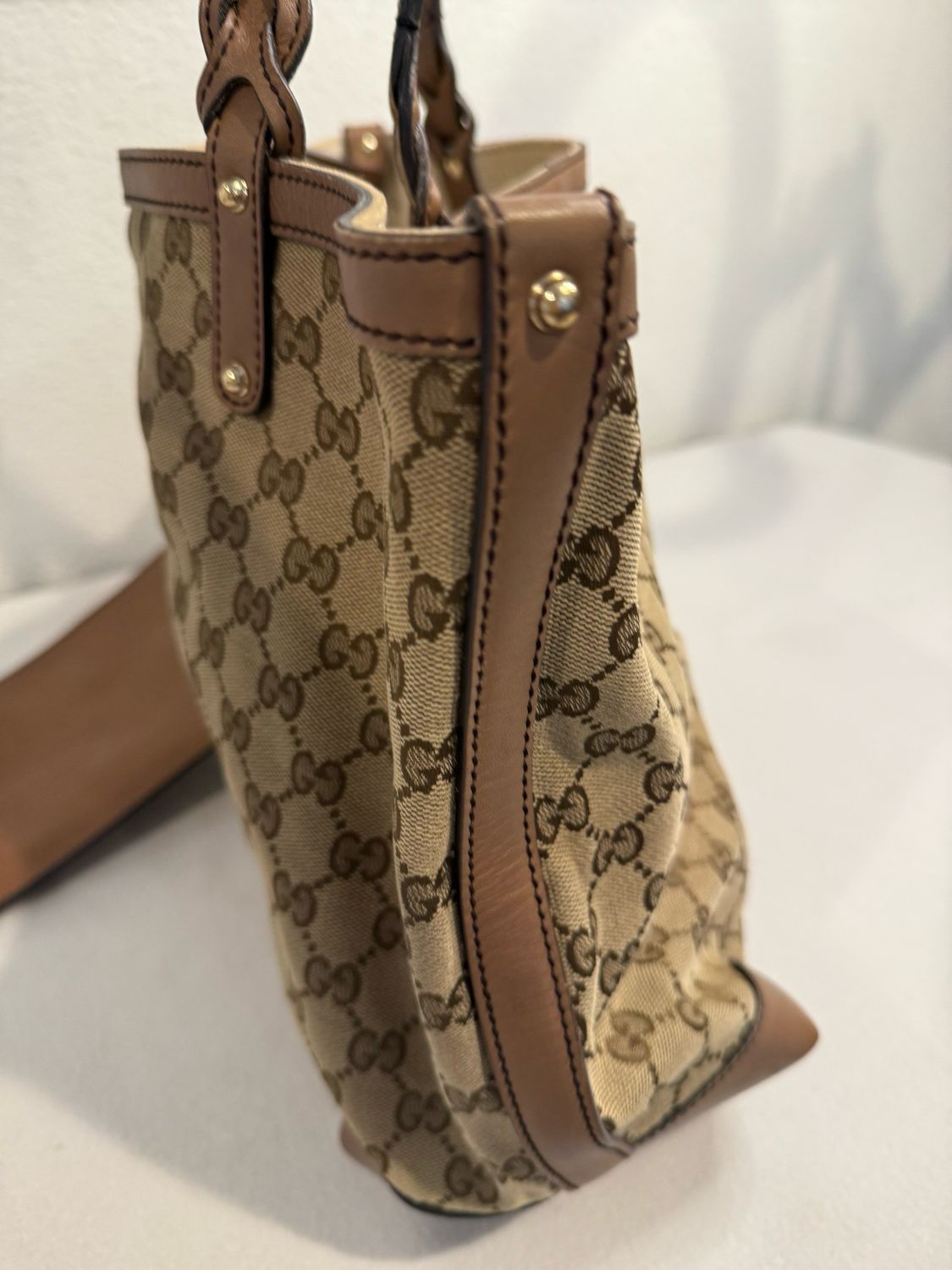 Gucci Canvas Craft Tote Monogram Shoulder Bag