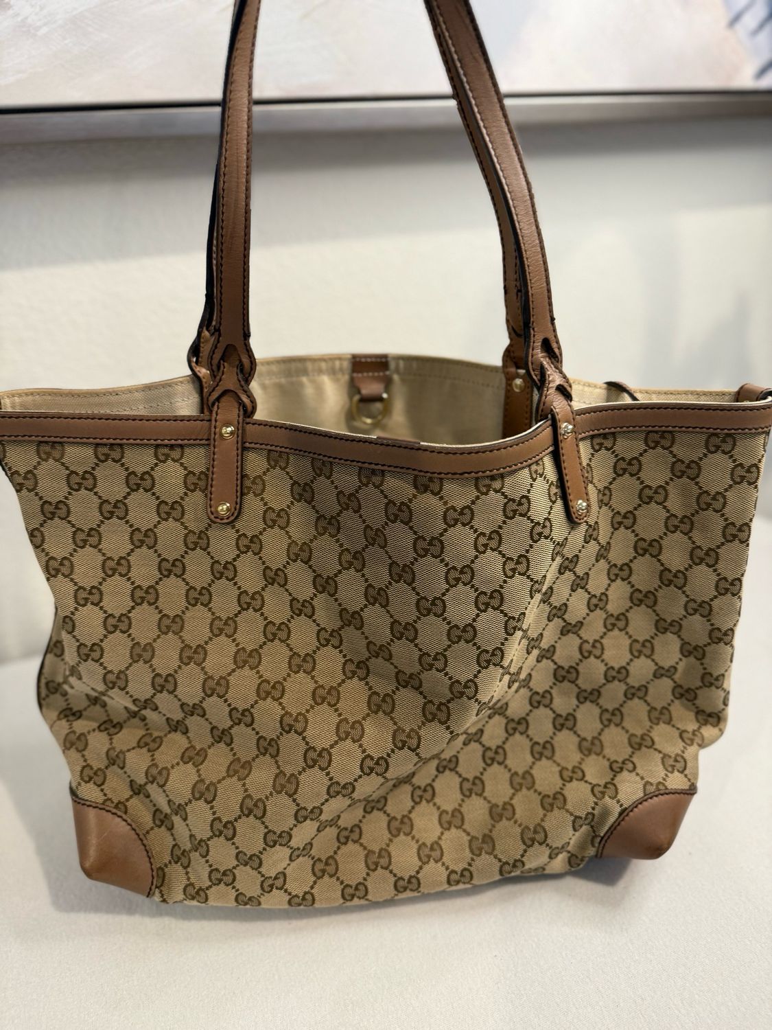 Gucci Canvas Craft Tote Monogram Shoulder Bag