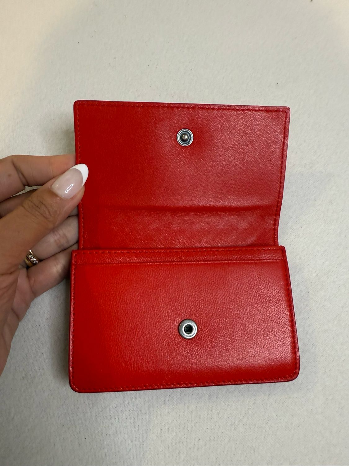 Bottega Veneta Intreciatto Nappa Flap Card Case Holder Red