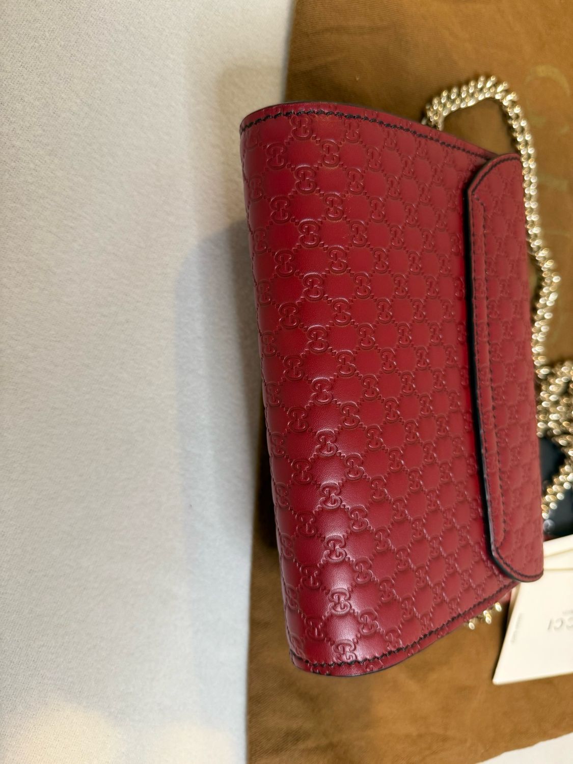 Gucci Leather Micromonogram Emily Mini Flap Crossbody