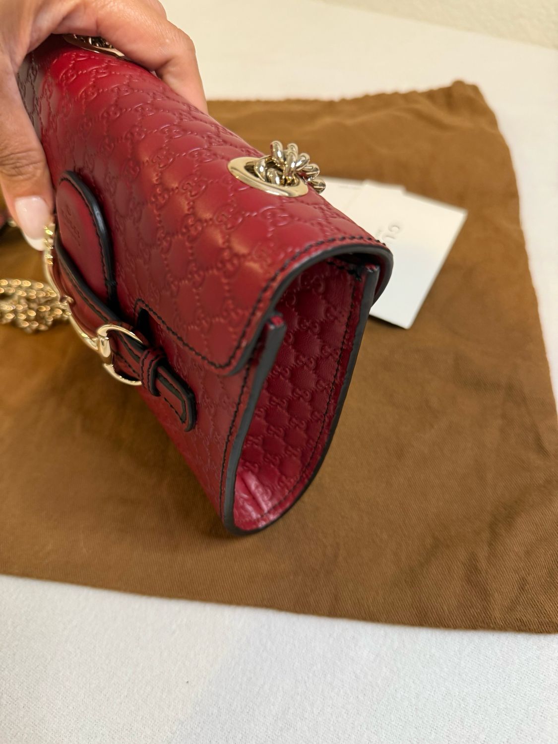 Gucci Leather Micromonogram Emily Mini Flap Crossbody