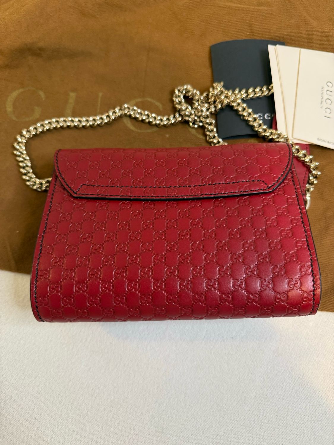 Gucci Leather Micromonogram Emily Mini Flap Crossbody