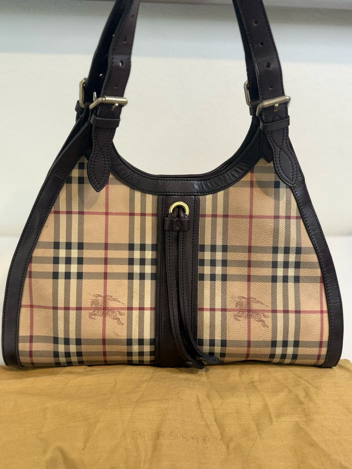 Burberry Haymarket Check Tote Shoulder Bag