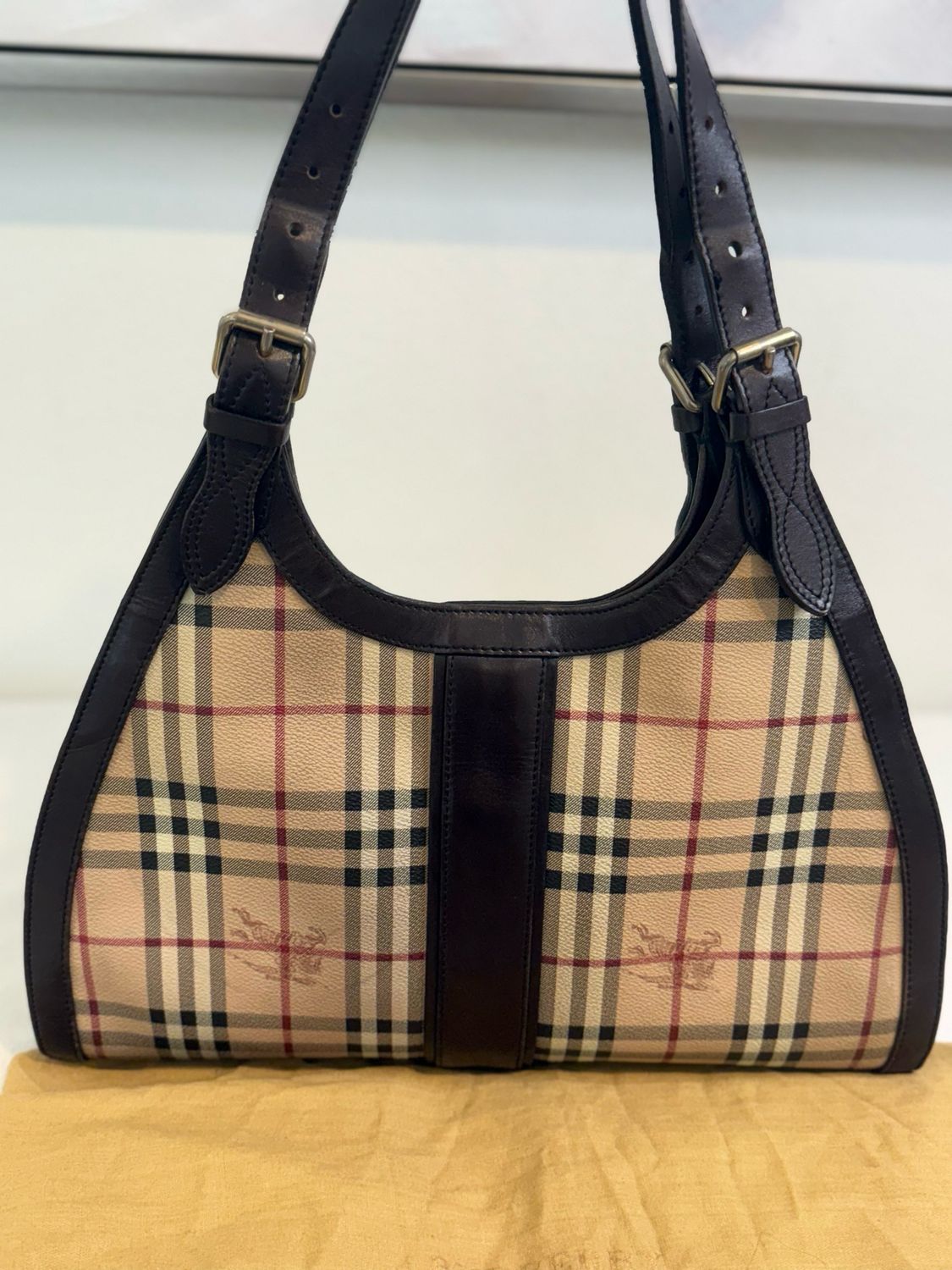 Burberry Haymarket Check Tote Shoulder Bag