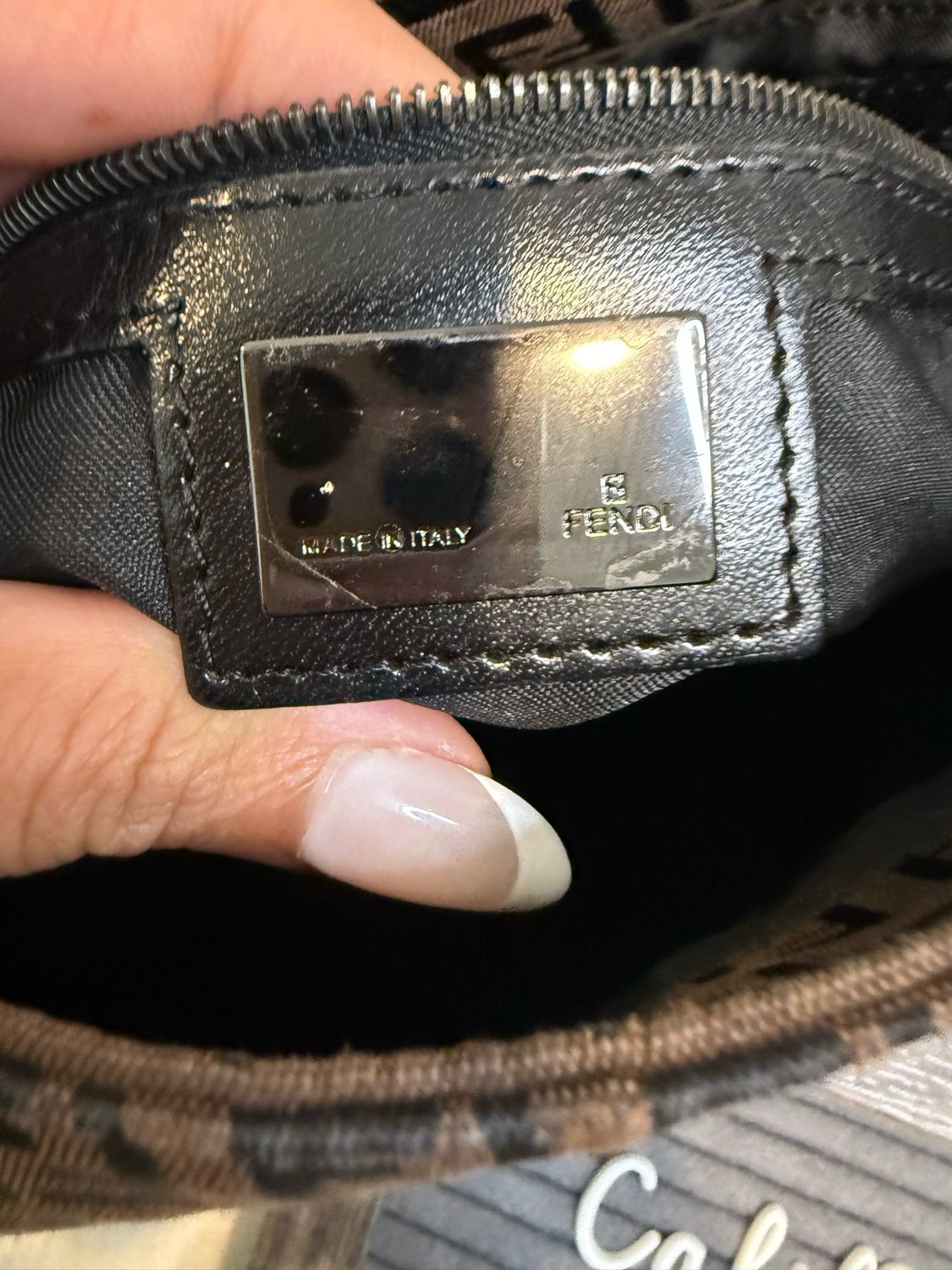 Fendi Zucca Mama Hobo Canvas Baguette Flap Shoulder