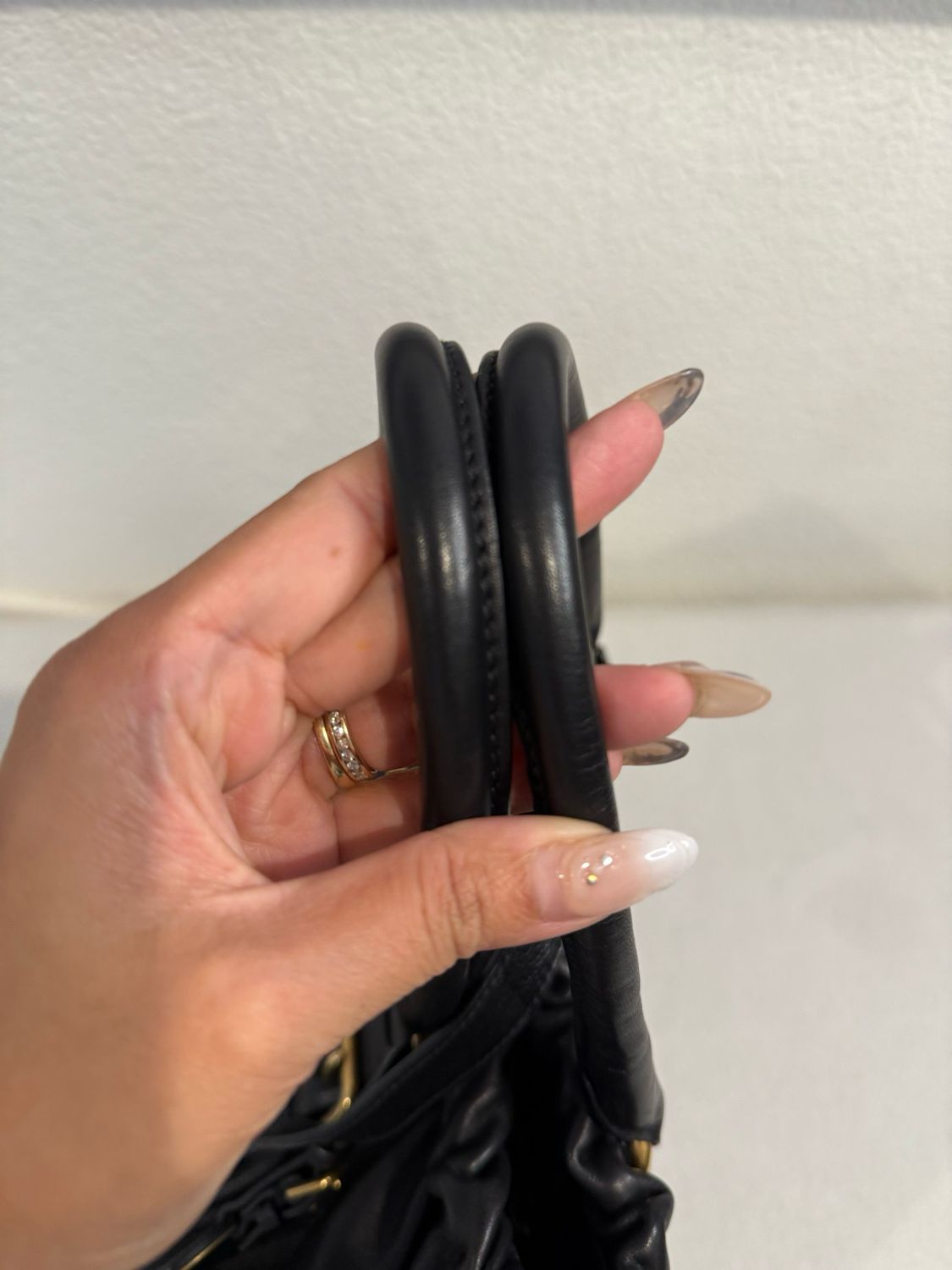 Prada Leather Crossbody Tote Black Belted