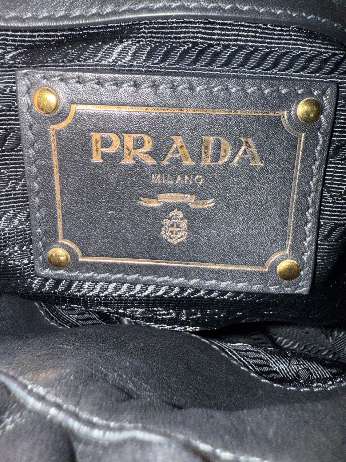 Prada Leather Crossbody Tote Black Belted