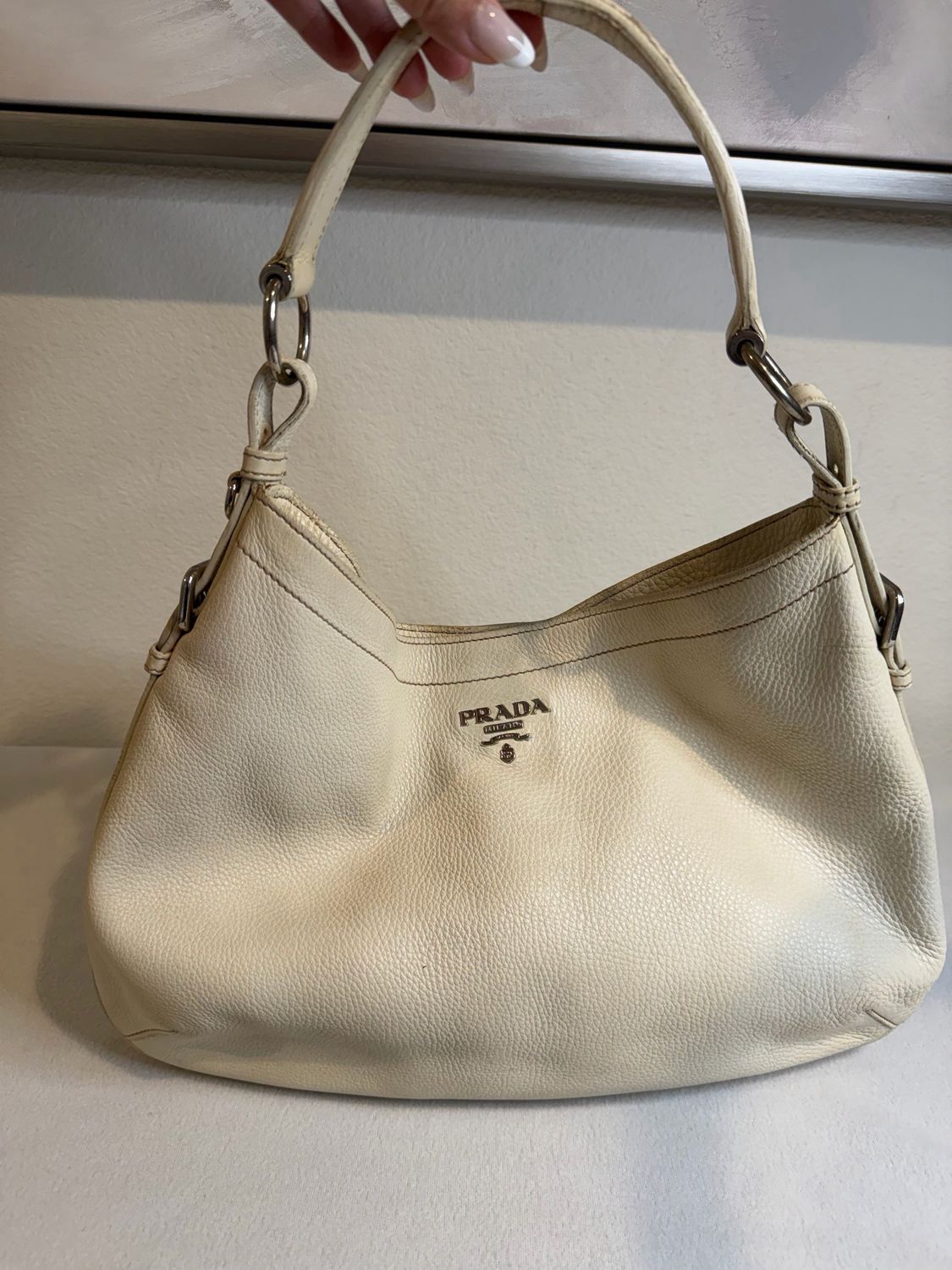 Prada Pebbled Leather Hobo Shoulder