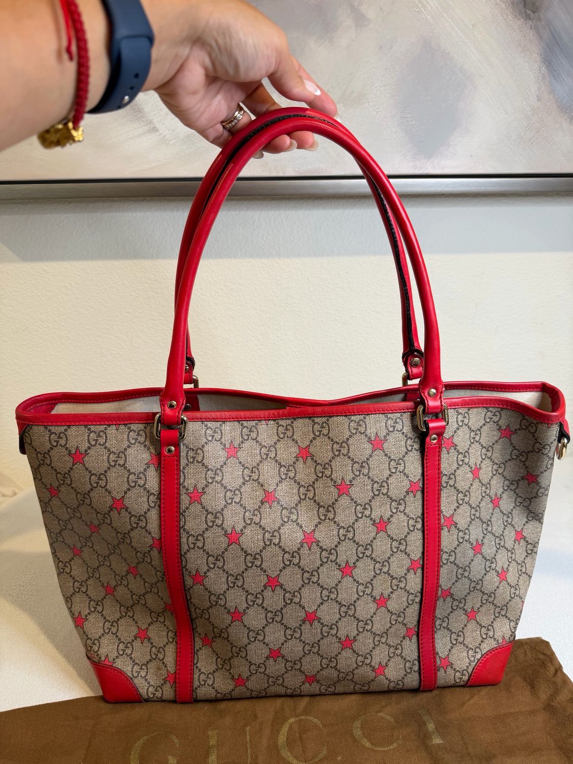 Gucci Supreme Joy Tote Monogram Stars 