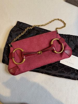 Gucci Monogram Canvas Horsebit Shoulder Bag Clutch
