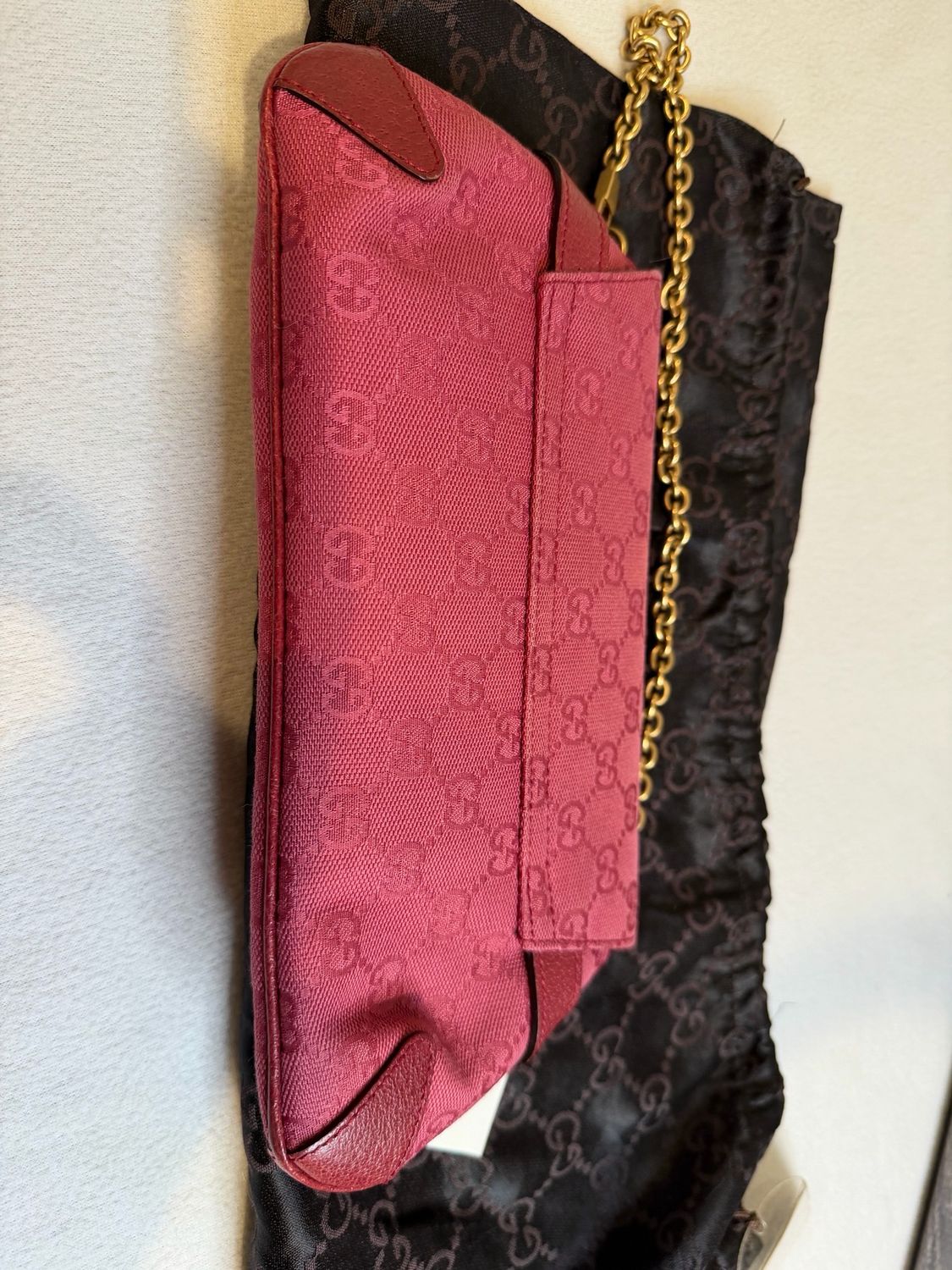 Gucci Monogram Canvas Horsebit Shoulder Bag Clutch