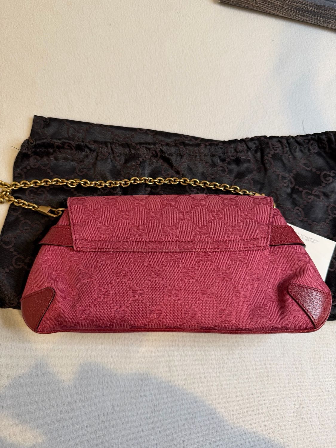 Gucci Monogram Canvas Horsebit Shoulder Bag Clutch