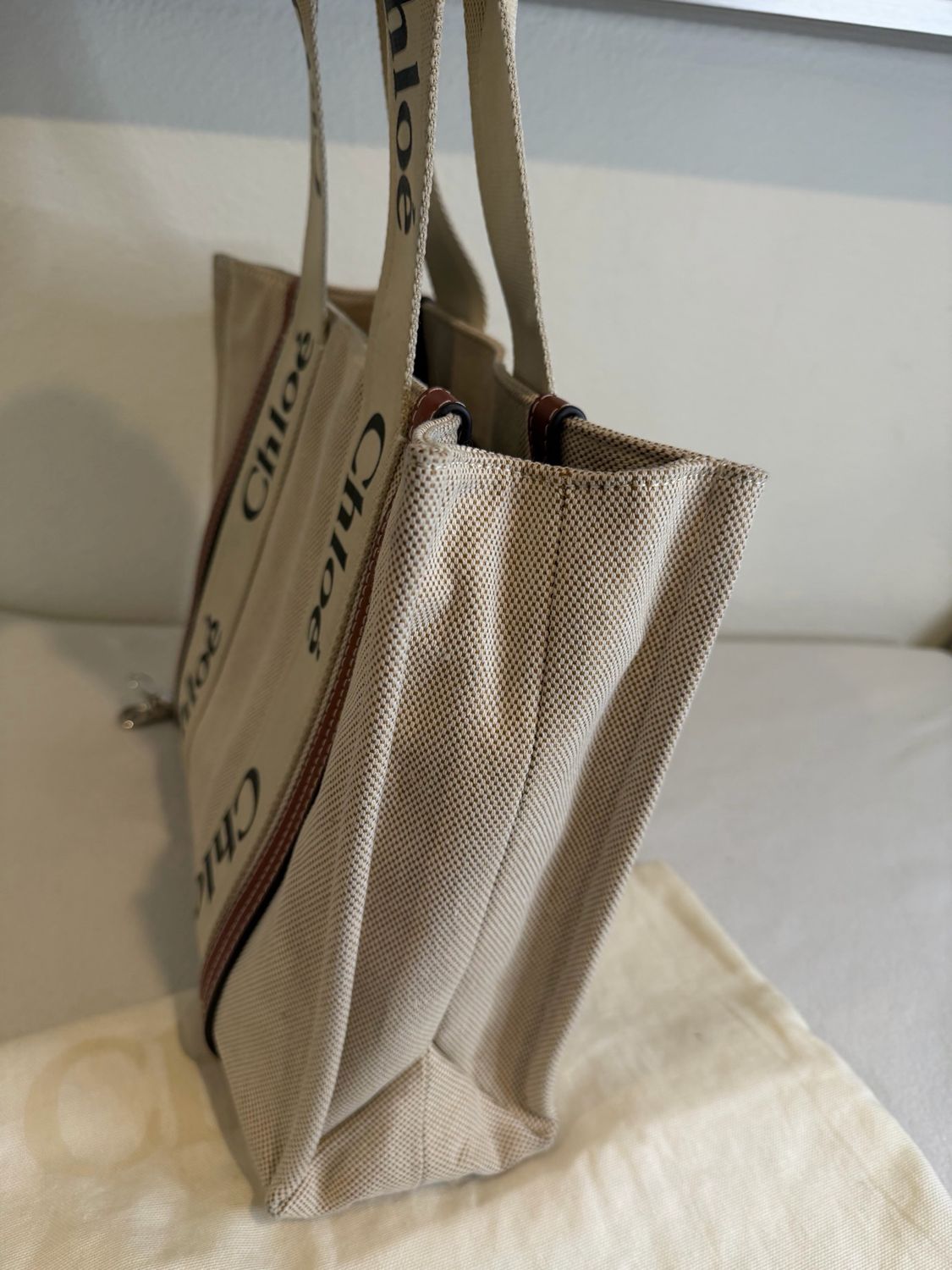 Chloe Woody Monogram Canvas Tote Shoulder Bag