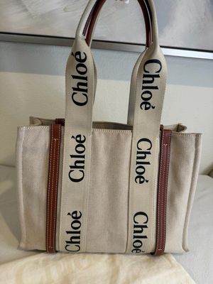 Chloe Woody Monogram Canvas Tote Shoulder Bag