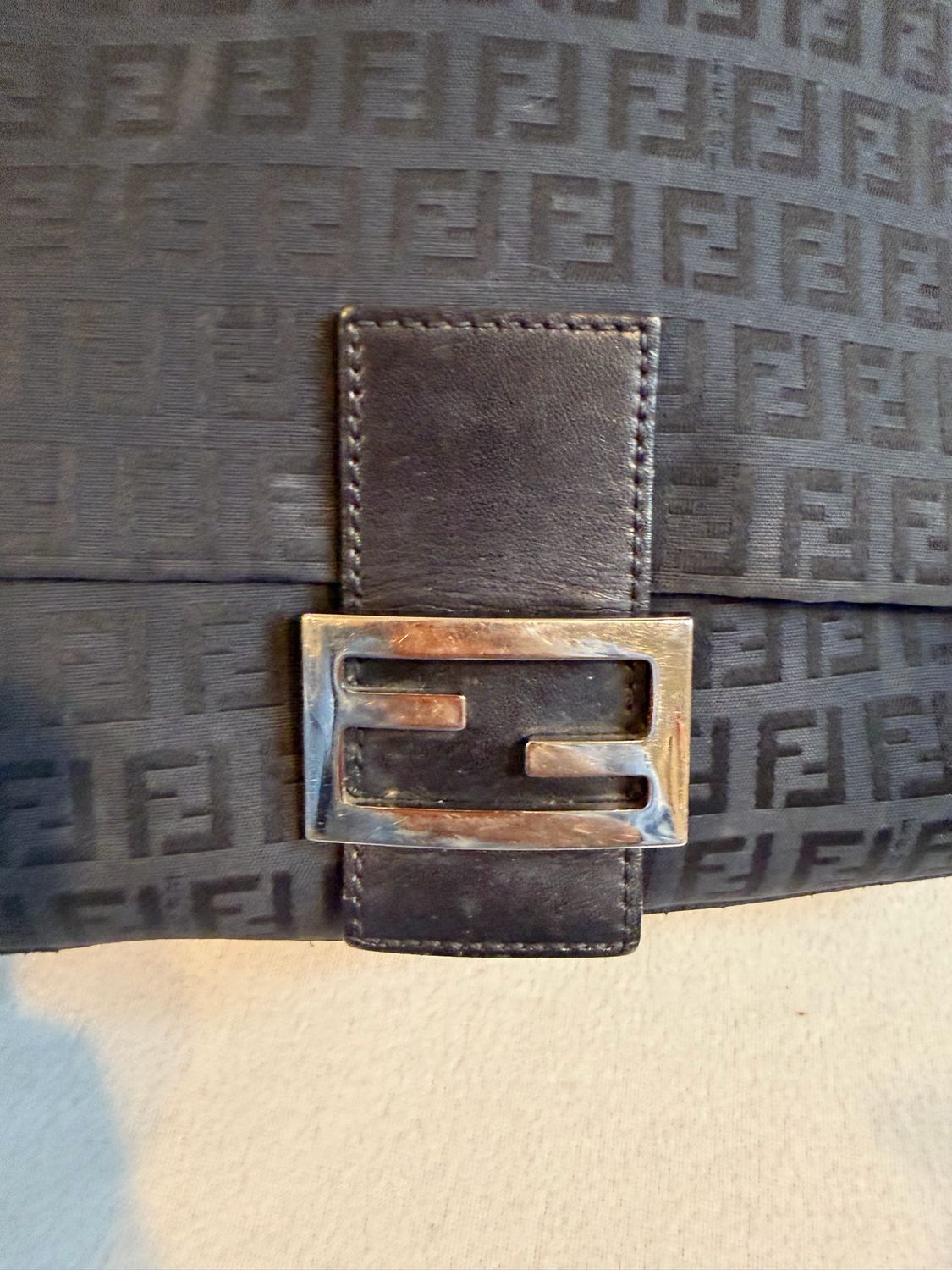 Fendi Zucca Mama Baguette Flap Shoulder Hobo