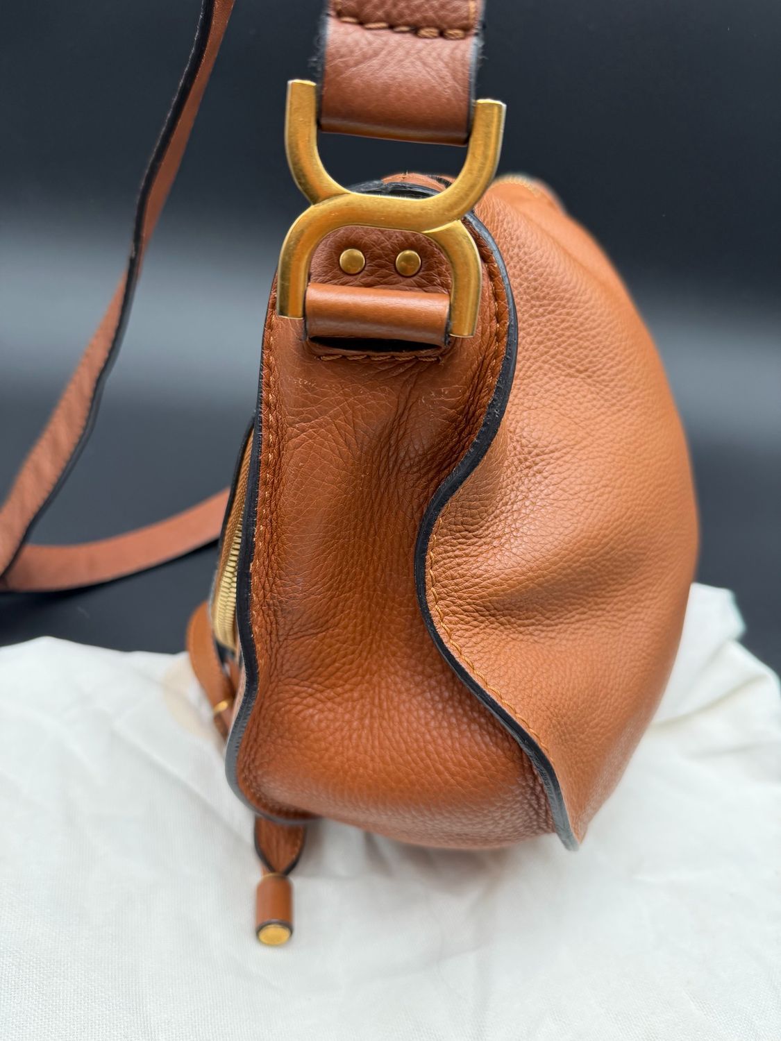 Chloe Pebbled Leather Medium Marcie Saddle Messenger Crossbody