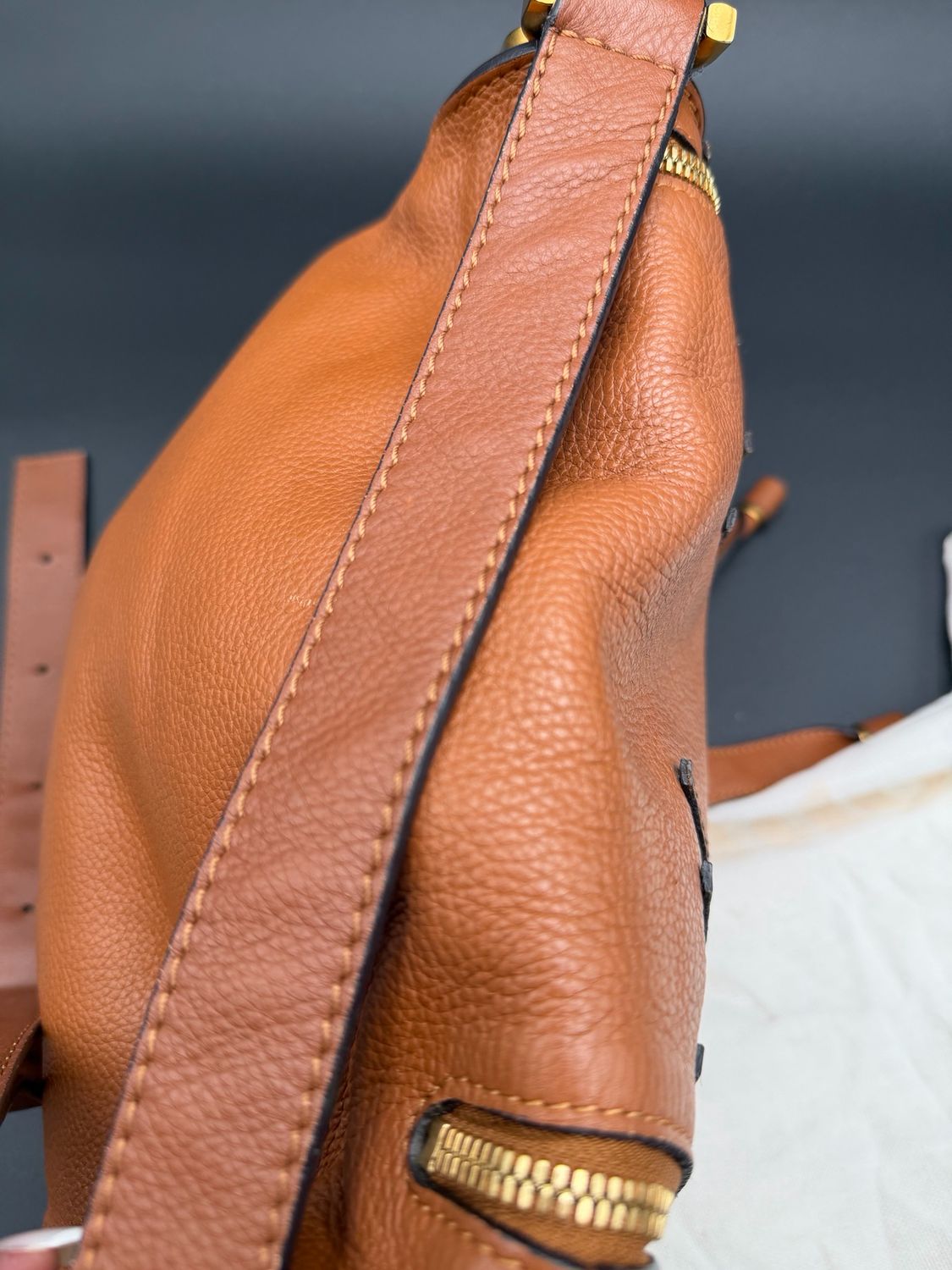 Chloe Pebbled Leather Medium Marcie Saddle Messenger Crossbody