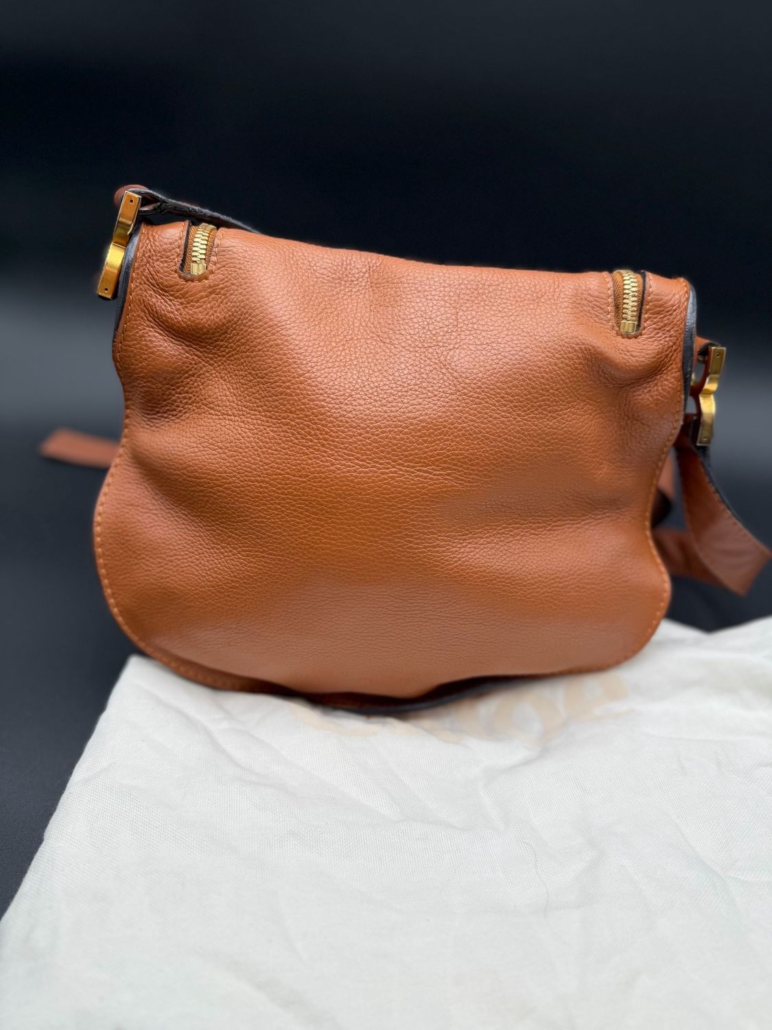 Chloe Pebbled Leather Medium Marcie Saddle Messenger Crossbody