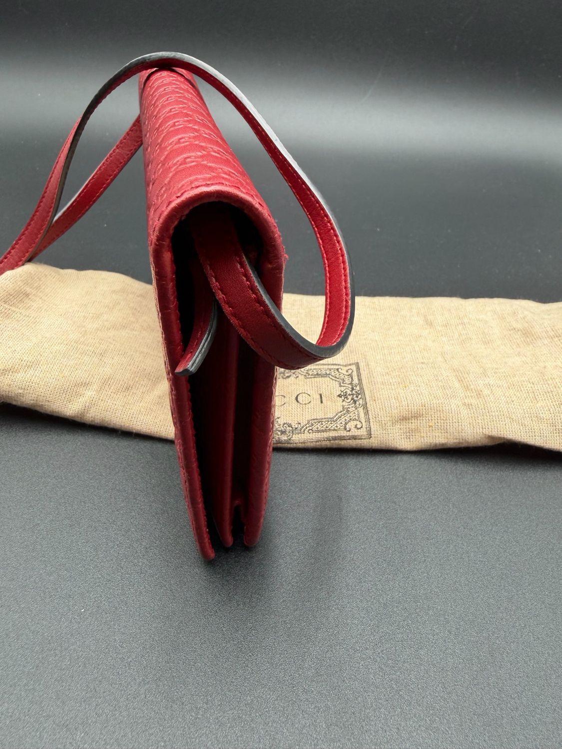 Gucci Micromonogram Messenger Flap Wallet on Strap Crossbody