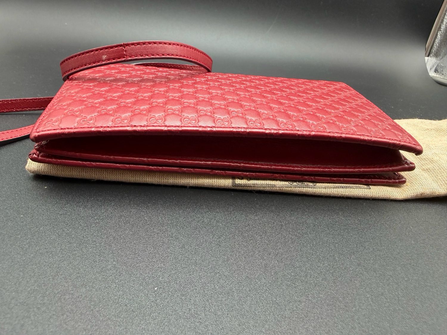 Gucci Micromonogram Messenger Flap Wallet on Strap Crossbody