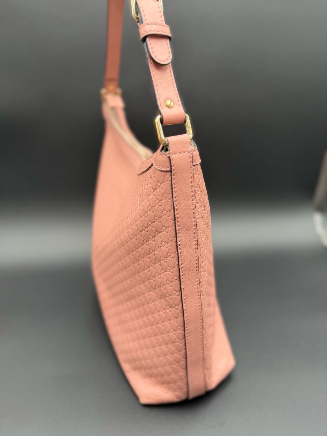 Gucci Leather Hobo Micro Monogram Shoulder Bag