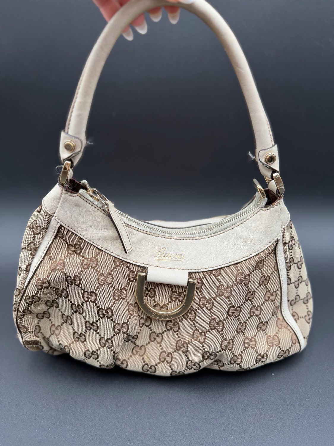 Gucci Abbey Hobo Canvas D-Ring Shoulder
