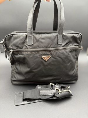 Prada Vintage Nylon Tessuto Laptop Briefcase Black Messenger